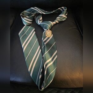 Harry Potter Slytherin House Pin Striped Green Tie for Cosplay